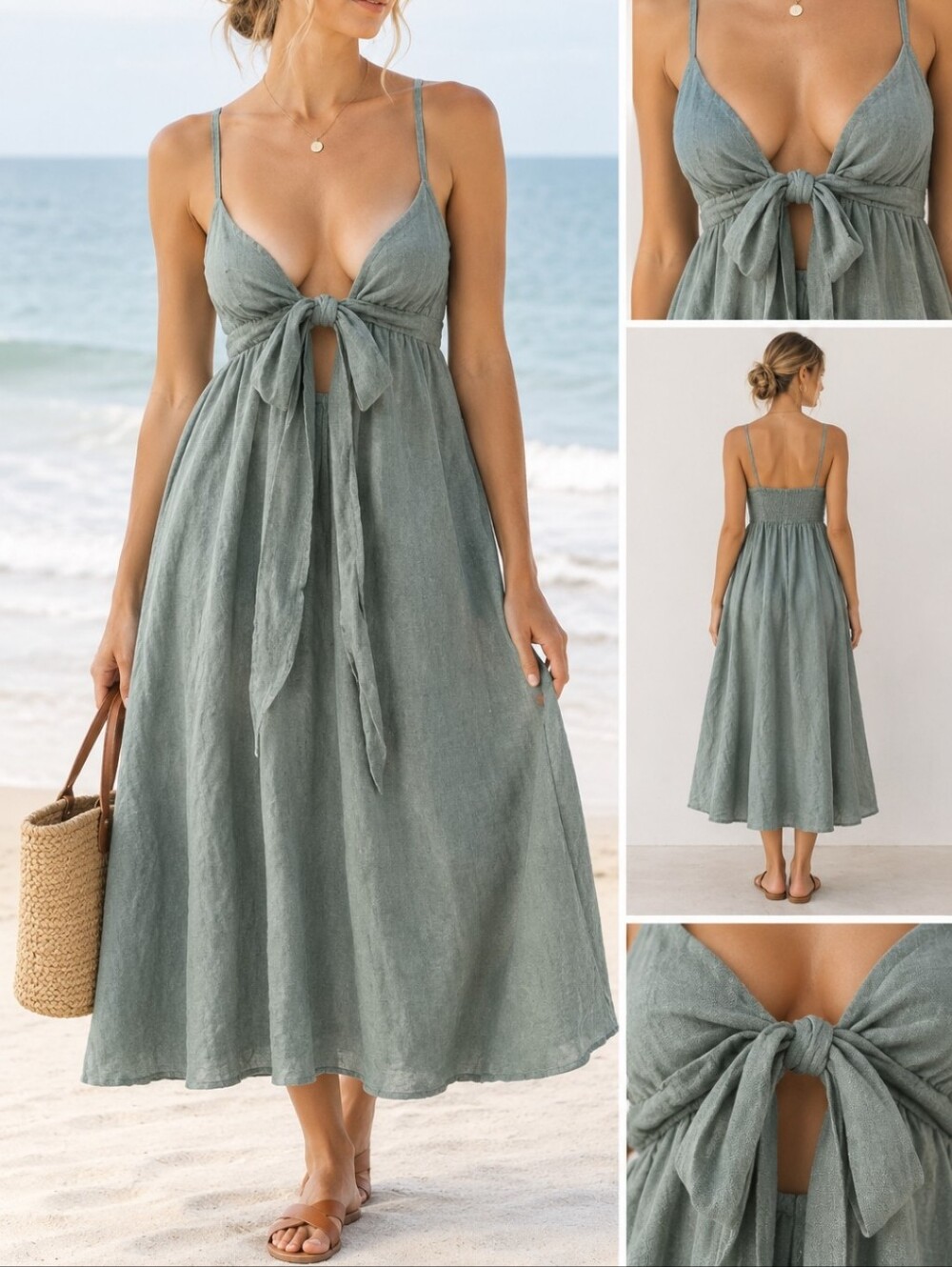 100% Lino  Made In Italy Dress 100 % Linen